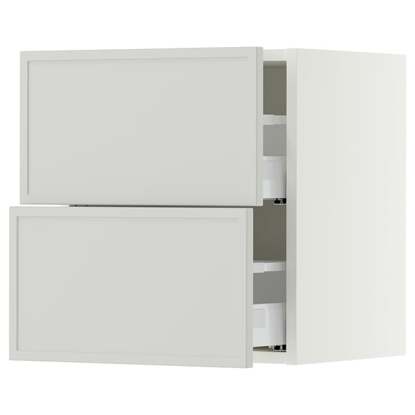 SEKTION / MAXIMERA Gabinete de pared con 2 cajones, blanco/Aspudden gris claro, 46x37x51 cm
