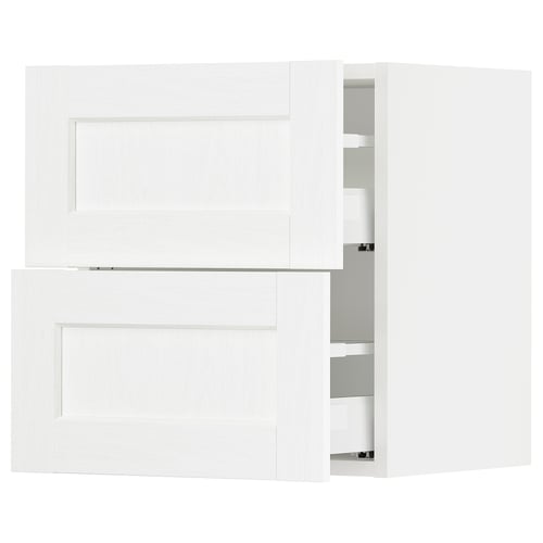 SEKTION / MAXIMERA Gabinete de pared con 2 cajones, blanco Enköping/blanco efecto madera, 46x37x51 cm