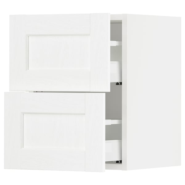 SEKTION / MAXIMERA Gabinete de pared con 2 cajones, blanco Enköping/blanco efecto madera, 38x37x51 cm