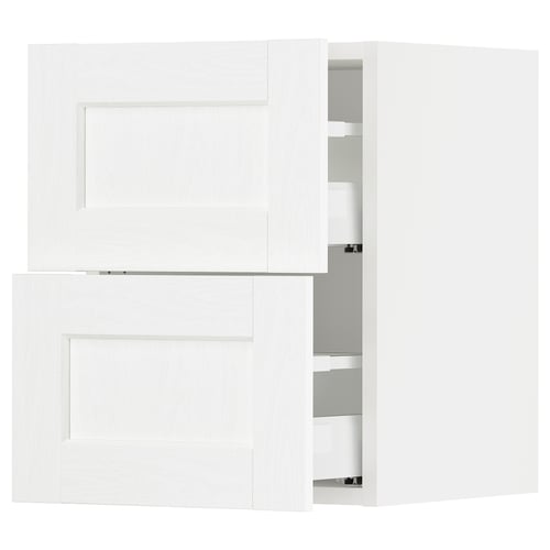 SEKTION / MAXIMERA Gabinete de pared con 2 cajones, blanco Enköping/blanco efecto madera, 38x37x51 cm