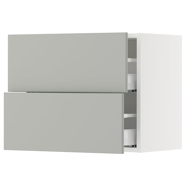 SEKTION / MAXIMERA Gabinete de pared con 2 cajones, blanco/Havstorp gris claro, 61x37x51 cm