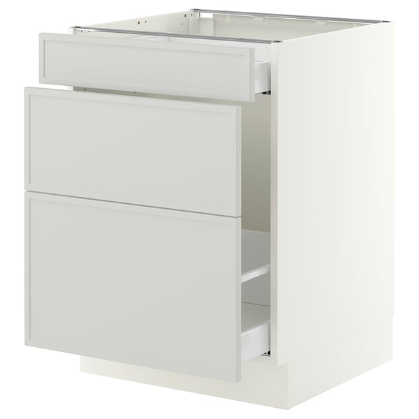 SEKTION / MAXIMERA Gabinete para bote 1 cajón, blanco/Aspudden gris claro, 61x61x76 cm