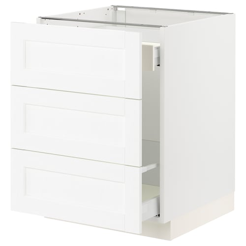 SEKTION / MAXIMERA Gabinete para bote 1 cajón, blanco Enköping/blanco efecto madera, 61x61x76 cm