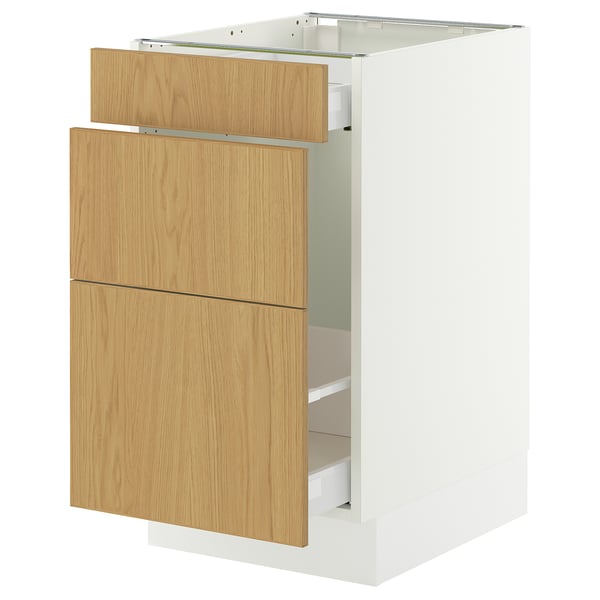 SEKTION / MAXIMERA Gabinete para bote 1 cajón, blanco/Sinarp chapa roble, 46x61x76 cm