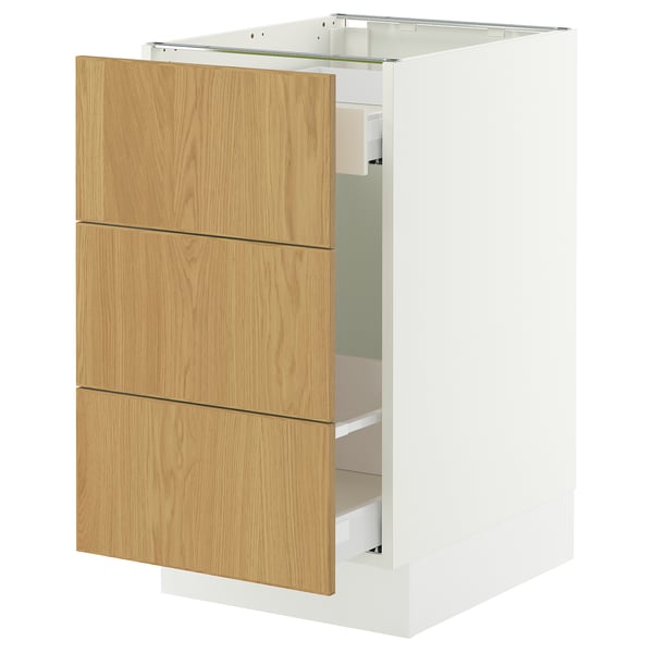 SEKTION / MAXIMERA Gabinete para bote 1 cajón, blanco/Sinarp chapa roble, 46x61x76 cm