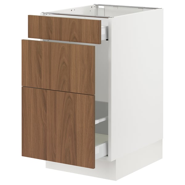 SEKTION / MAXIMERA Gabinete para bote 1 cajón, blanco/Tistorp Efecto nogal café, 46x61x76 cm