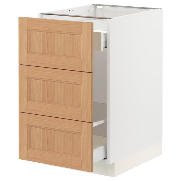 SEKTION / MAXIMERA Gabinete para bote 1 cajón, blanco/Vedhamn roble, 46x61x76 cm