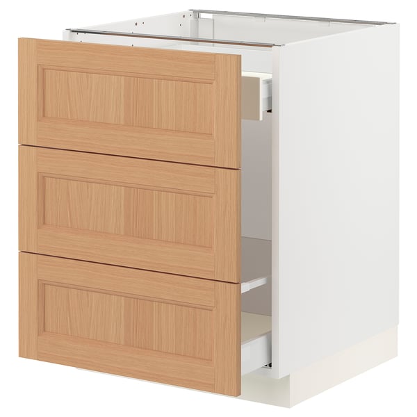 SEKTION / MAXIMERA Gabinete para bote 1 cajón, blanco/Vedhamn roble, 61x61x76 cm