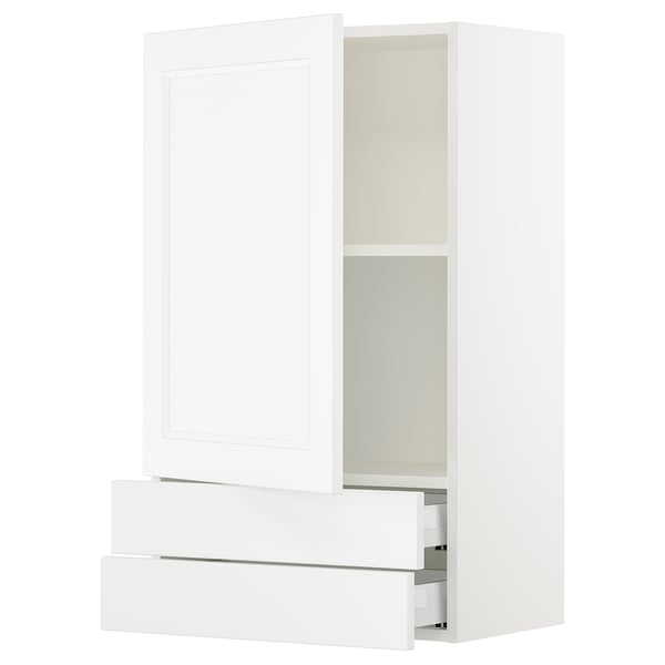 SEKTION / MAXIMERA Gabinete pared 1 puerta 2 cajones, blanco/Axstad blanco mate, 61x37x102 cm