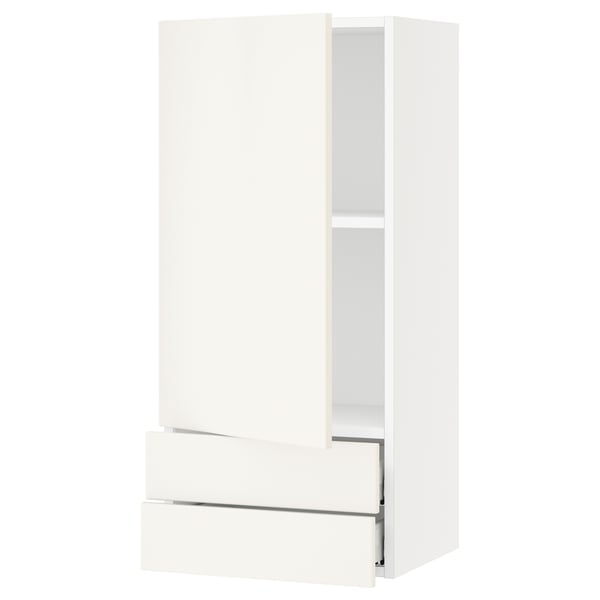 SEKTION / MAXIMERA Gabinete pared 1 puerta 2 cajones, blanco/Veddinge blanco, 46x37x102 cm