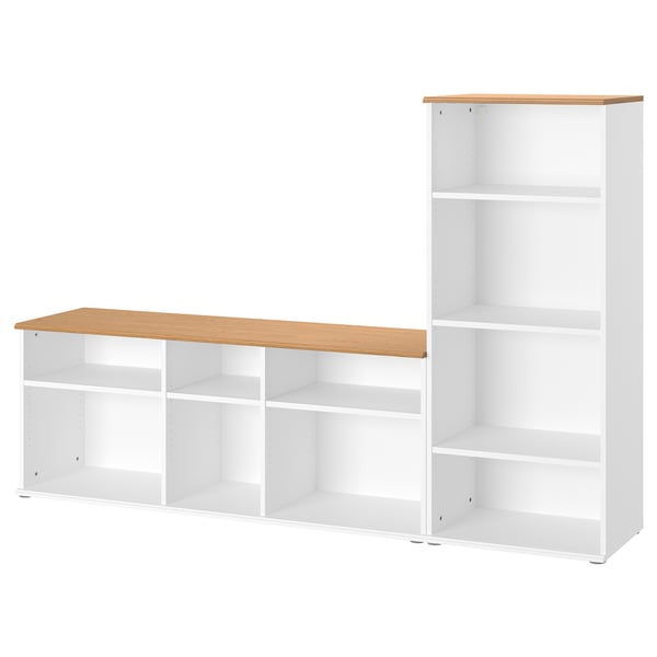 SKRUVBY Mueble de TV con almacenaje, blanco, 216x38x140 cm