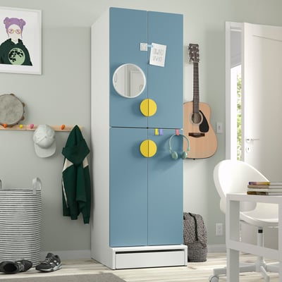 SMÅSTAD / UPPFÖRA Clóset, blanco azul/+2 rieles para ropa, 60x65x196 cm