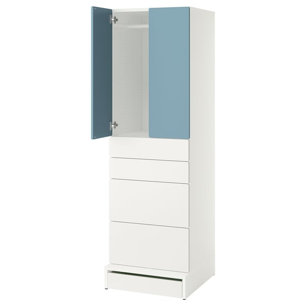 SMÅSTAD / UPPFÖRA Clóset, blanco azul/con 4 cajones, 60x65x196 cm