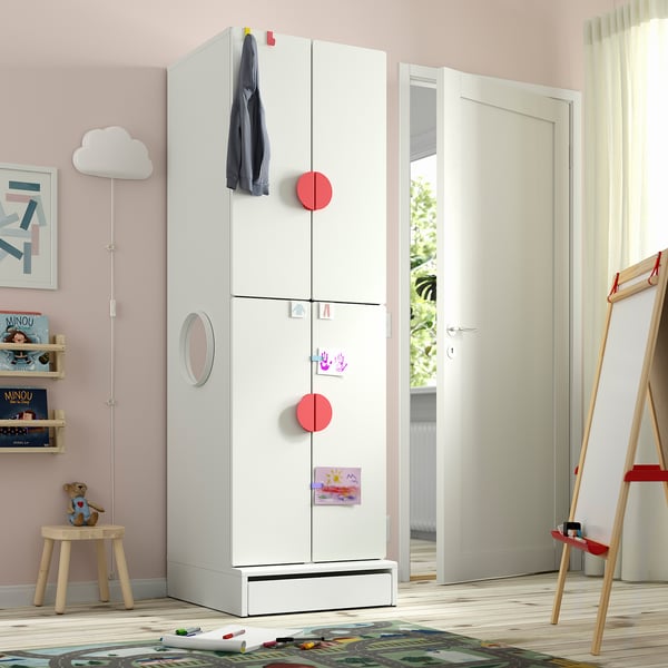 SMÅSTAD / UPPFÖRA Clóset, blanco blanco/+2 rieles para ropa, 60x65x196 cm