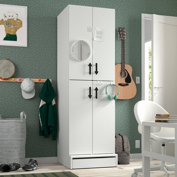 SMÅSTAD / UPPFÖRA Clóset, blanco blanco/+2 rieles para ropa, 60x65x196 cm