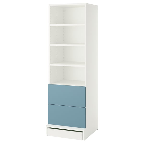 SMÅSTAD / UPPFÖRA Librero, blanco azul/con 2 cajones, 60x65x196 cm