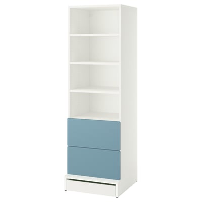 SMÅSTAD / UPPFÖRA Librero, blanco azul/con 2 cajones, 60x65x196 cm