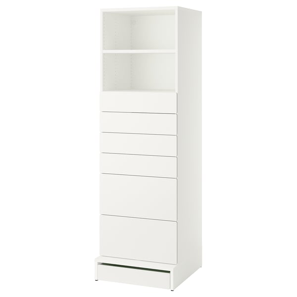 SMÅSTAD / UPPFÖRA Librero, blanco blanco/con 6 cajones, 60x65x196 cm