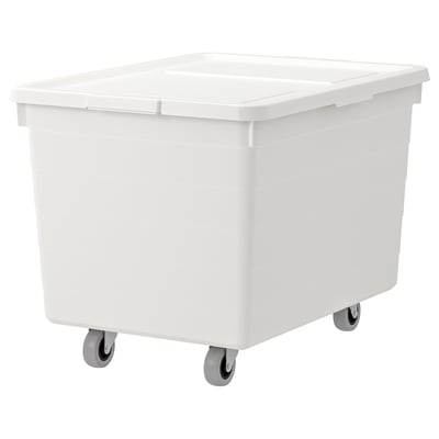 SOCKERBIT Cajón c/ruedas y tapa, blanco, 38x51x37 cm