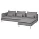 SÖDERHAMN Sofá de 4 asientos c/chaise longue, final abierto Tonerud/gris