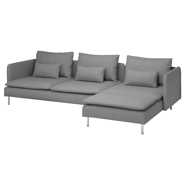 SÖDERHAMN Sofá de 4 asientos c/chaise longue, Tonerud gris