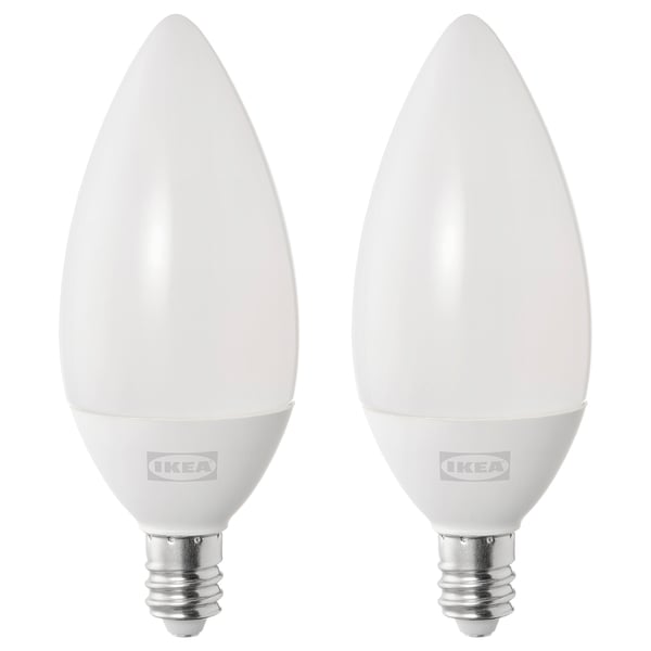 SOLHETTA Bombilla LED E12 250 lumen, vela acanalada/ópalo