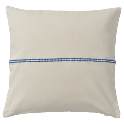 SOLUPPGÅNG Funda de cojín, beige/azul, 50x50 cm