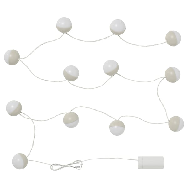 SOLVINDEN Guirnalda de 12 luces LED, a pilas/beige blanco