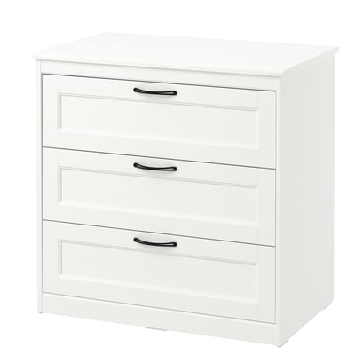 SONGESAND Cómoda de 3 cajones, blanco, 82x81 cm