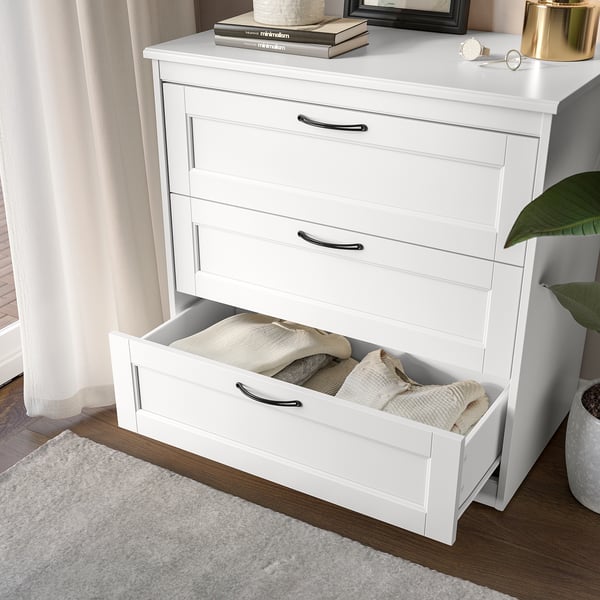 SONGESAND Cómoda de 3 cajones, blanco, 82x81 cm
