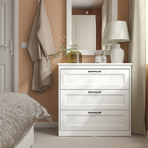 SONGESAND Cómoda de 3 cajones, blanco, 82x81 cm