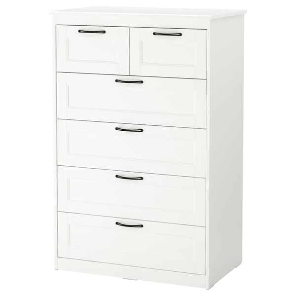 SONGESAND Cómoda de 6 cajones, blanco, 82x126 cm
