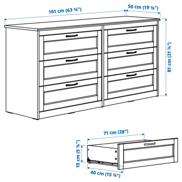 SONGESAND Muebles para recámara, 3 piezas