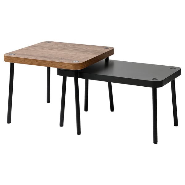 SONHULT Set de 2 mesas, gris/efecto nogal
