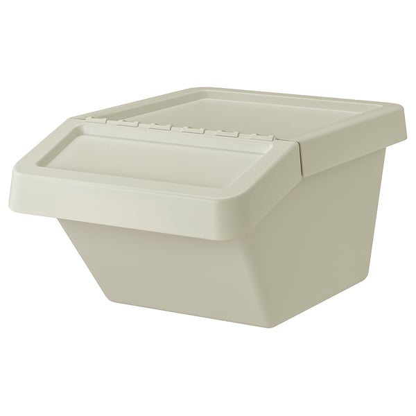 SORTERA Bote de basura con tapa, beige, 37 l
