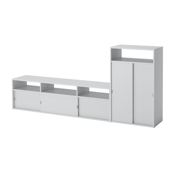 SPIKSMED Mueble de TV con almacenaje, gris claro, 215x32x96 cm