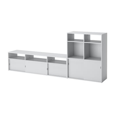 SPIKSMED Mueble de TV con almacenaje, gris claro, 233x32x96 cm