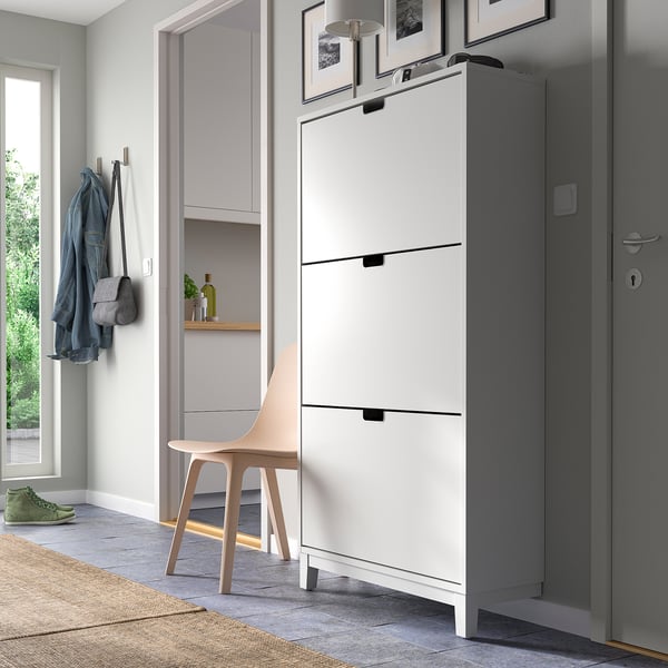 STÄLL Zapatero con 3 compartimentos, blanco, 79x29x148 cm
