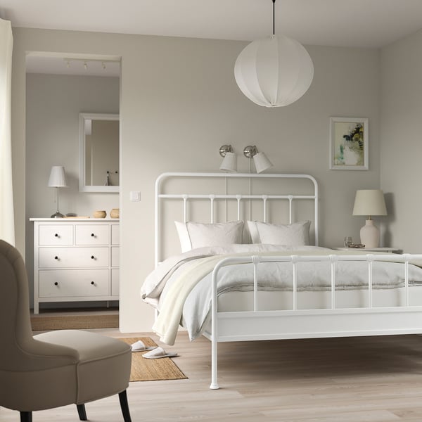 STJÄRNÖ Base de cama, blanco, Matrimonial