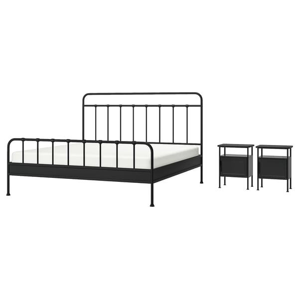 STJÄRNÖ / GRÅFJÄLLET Muebles para recámara, 3 piezas, carbón, King