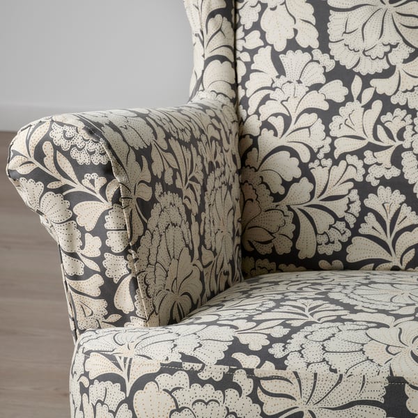 STRANDMON Funda para sillón/taburete, Ribersborg gris oscuro/beige