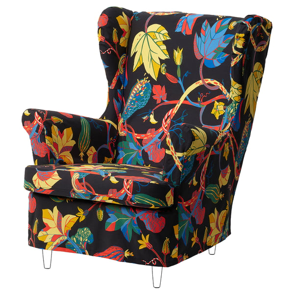 STRANDMON Funda para sillón/taburete, Stigsbo multicolor/negro