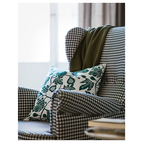 STRANDMON Sillón orejero, Vibberbo negro/beige