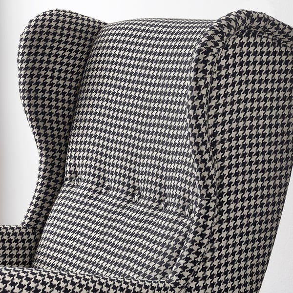 STRANDMON Sillón y reposapiés, Vibberbo negro/beige