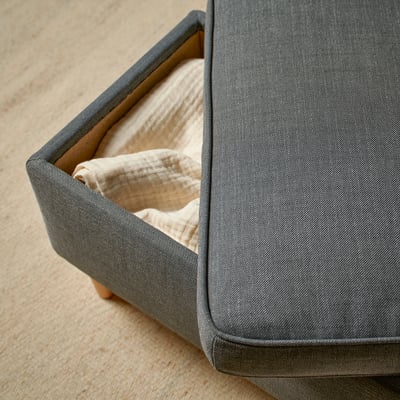 STRANDMON Taburete con almacenaje, Talliden beige/ café
