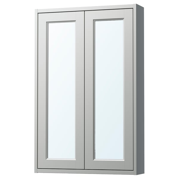 TÄNNFORSEN Gabinete de espejo con puertas, gris claro, 61x15x94 cm