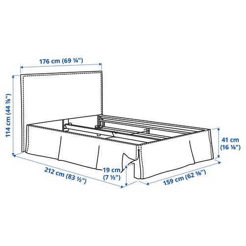 TÄRNKULLEN Funda de base de cama, Vissle beige, Queen
