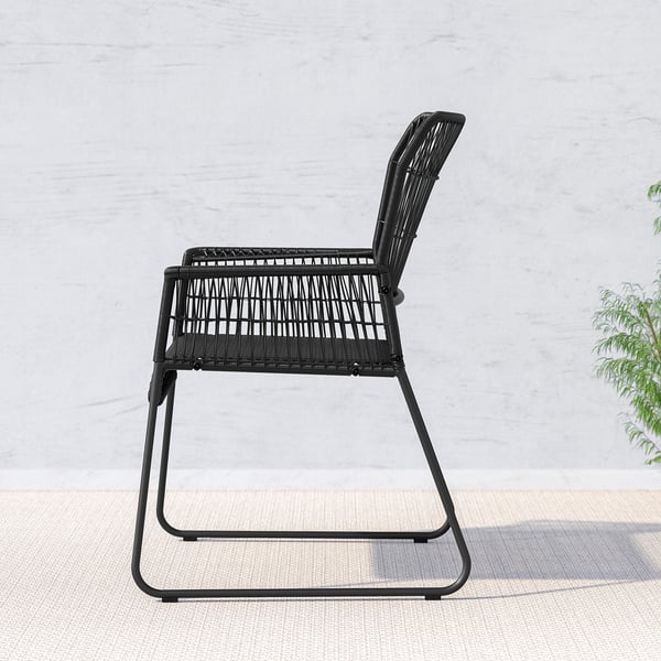 TALLSKÄR Silla con reposabrazos, exterior, carbón