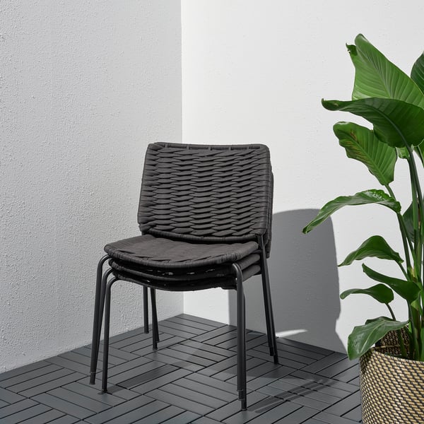 TEGELÖN Silla para int/ext, gris oscuro/negro