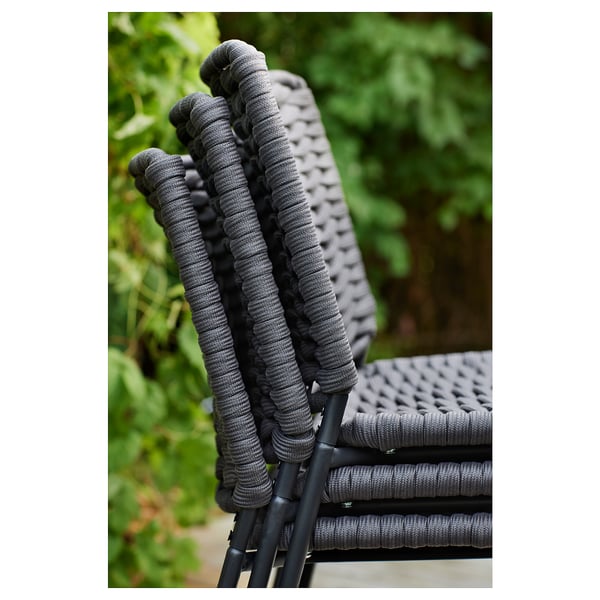 TEGELÖN Silla para int/ext, gris oscuro/negro